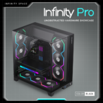 GameMax Infinity Pro Panoramic Mid-Tower ATX Case with 5 ARGB Fans - Black - Image 2