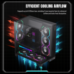 GameMax Infinity Pro Panoramic Mid-Tower ATX Case with 5 ARGB Fans - Black - Image 4