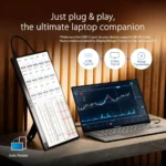 Asus ZenScreen MB166CR Portable USB Monitor - 16 inch (15.6 inch Viewable), Full HD, IPS, USB Type-C, Flicker Free, Blue Light Filter, Anti-Glare Surface, 360° Kickstand - Image 2