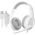 DEXP H-353 Storm Pro V2 Wired RGB 7.1 Surround Sound Gaming Headset with Noise-Cancelling Mic – White