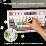 Epomaker Brick 87 Tri-Mode TKL Hot Swappable Mechanical Keyboard with Stackable Block Bar and Thumb-scroll Knobs, 3000mAh Battery, RGB, Compatible with Win/Mac - Grey Pink - Image 4