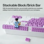 Epomaker Brick 87 Tri-Mode TKL Hot Swappable Mechanical Keyboard with Stackable Block Bar and Thumb-scroll Knobs, 3000mAh Battery, RGB, Compatible with Win/Mac - White Purple - Image 5