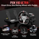 PXN V10 Ultra Direct Drive Racing Wheel, Gaming Steering Wheel - 3.2Nm Force Feedback Steering Wheel for PC/Xbox/ PS4, 270mm Leather Wheel with 4 Paddle Shifters, Adjustable Pedals - Image 2