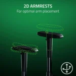 Razer Iskur V2 X Ergonomic Gaming Chair: Built-in Lumbar Support, Widened Seat Base, High Density Foam Cushions, Adjustable 152 Degree Recline, 2D Armrests, Plush Fabric Finish - Black - Image 3