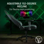 Razer Iskur V2 X Ergonomic Gaming Chair: Built-in Lumbar Support, Widened Seat Base, High Density Foam Cushions, Adjustable 152 Degree Recline, 2D Armrests, Plush Fabric Finish - Black - Image 5