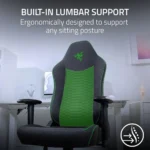 Razer Iskur V2 X Ergonomic Gaming Chair: Built-in Lumbar Support, Widened Seat Base, High Density Foam Cushions, Adjustable 152 Degree Recline, 2D Armrests, Plush Fabric Finish - Black - Image 7
